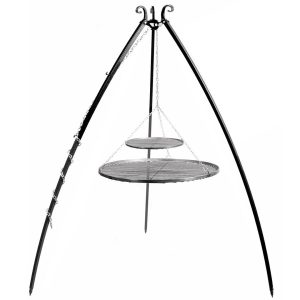 Driepoot 200 cm met dubbel stalen grillrooster 70×40 cm